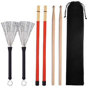 Vente en gros d'accessoires d'instruments de musique Kit de batterie Baguette de batterie <span class=keywords><strong>Brosse</strong></span> métallique 19 faisceaux Baguette de bambou Set de batterie Accessoires de percussion - Product Image 2