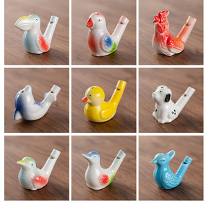 นกหวีดน้ำนกแนววินเทจของเล่นสำหรับเด็กขลุ่ยเซรามิครูปหัวใจ - Product Image 6