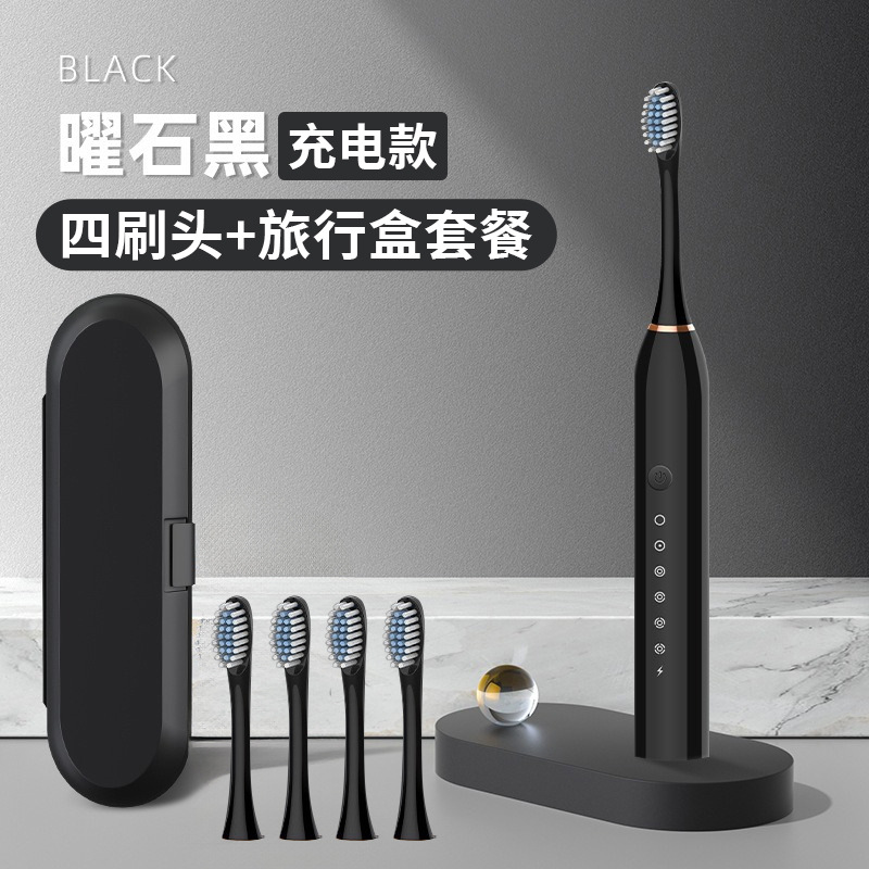 Coffret de voyage X3 noir avec 4 têtes de brosse