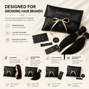 Luxury Satin Wig Bag with Ribbon Bow Custom Logo Silk <b>Envelope</b> Pouch for Hair Extension Packaging Design for Salons - Product Image 3