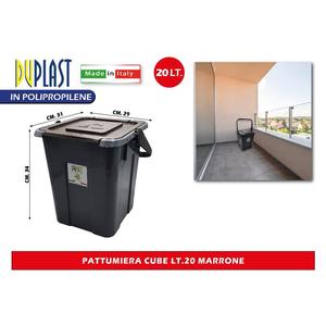 Bidone della Spazzatura Cubico da 20 Litri Marrone - Product Image 1