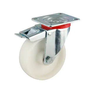 125 mm 5 inch White PP Industrial Caster Hand Cart Wheel European Style Castors with Double Lock