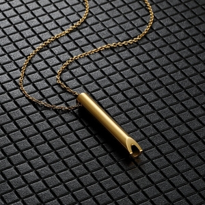 Colliers pendentifs en acier inoxydable gravés, sifflet de méditation, soulagement du stress, pleine conscience, respiration, soulagement de l'anxiété, yoga, mode - Product Image 2