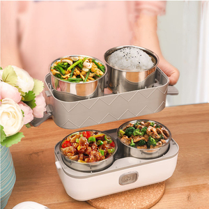 Juego de vajilla de arroz con calentador de alimentos, fiambrera eléctrica con autocalentamiento - Product Image 3
