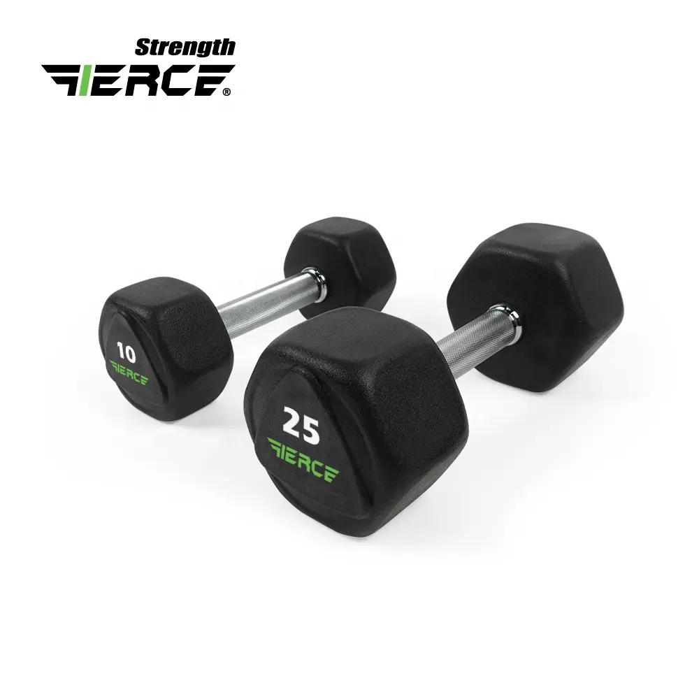 FIERCE Gym Power Training Equipment PVC Revestido Aço Pesos PVC Hex Haltere