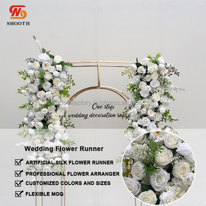 LEDA Direct Factory Sale Handmade White Rose Chrysanthemum Hanging Artificial Flower <b>Runner</b> for Wedding - Product Image 4