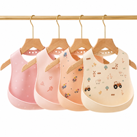Bavoir pour bébé en silicone de qualité alimentaire sans BPA, imperméable, réglable avec poche récupératrice de nourriture pour nouveau-nés, nourrissons et tout-petits