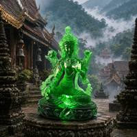 Sculpture de 23 cm en émail vert Tara écologique de qualité supérieure, gravée, translucide, émeraude, art bouddhiste, statue pour la décoration de la maison
