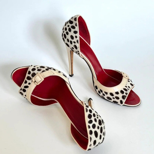 Sandales personnalisées à talons aiguilles pour femme, grande taille 45, à bout ouvert, imprimé léopard, pour tenue habillée, chaussures à talons fins et larges - Product Image 4