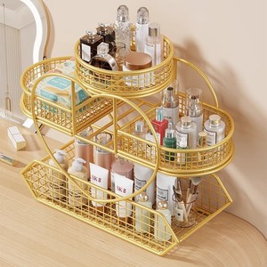 Cosmetic Storage Rack 4 Layers Gold Iron Makeup Organizer For Dressing <b>Table</b> <b>Vanity</b> Bathroom Desktop - Product Image 4