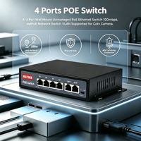 Switch PoE OEM/ODM, Switch Ethernet de Fibra PoE, Apto para CCTV NVR, 4 Puertos 10/100M PSE, No Administrado, 48V, Stock, Full-duplex y Half-duplex