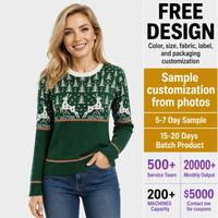Pull de Noël personnalisé pour femme, tricoté à la machine, motif jacquard, col rond, manches longues, style décontracté, anti-plis