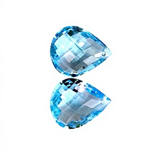 Topacio Azul Cielo Natural Hecho a Mano al por Mayor, 12x16mm, Corte Facetado en Forma de Pera, Piedras Preciosas Sueltas, Certificado por Terceros para Joyería - Product Image 1