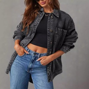 <span class=keywords><strong>Veste</strong></span> <span class=keywords><strong>en</strong></span> <span class=keywords><strong>jean</strong></span> pour <span class=keywords><strong>femme</strong></span>, tendance, oversize, respirante, imprimée, vintage, gothique, à bouton unique, à manches longues, avec poche - Product Image 6