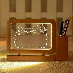 Vofull DIY Beech Wood Base Night <strong>Light</strong> Handwriting <strong>Message</strong> Board Memo <strong>LED</strong> Acrylic 3D Night <strong>Light</strong> - Product Image 6