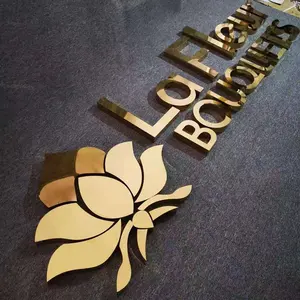 Sinal de letras de ouro 3d, alfabeto de aço inoxidável, letras pequenas de metal, logotipo para decoração de parede da loja