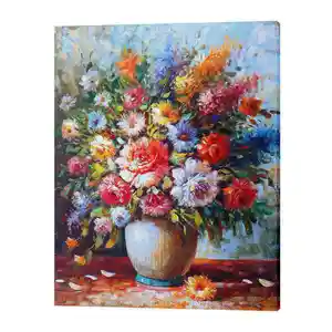 Pintura a óleo feita à mão em tecido de flores para decoração de paredes com desenho bonito