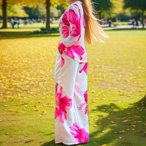 Abbigliamento moda Design stampato nuovo stile camicia pantaloni larghi due pezzi Homewear <span class=keywords><strong>donna</strong></span> d'affari <span class=keywords><strong>Casual</strong></span> 2 pezzi Set da <span class=keywords><strong>donna</strong></span> - Product Image 2