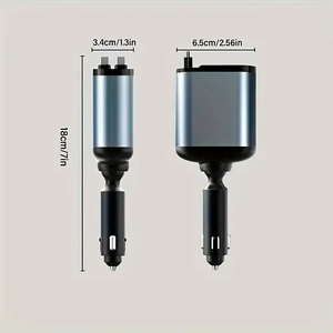 <span class=keywords><strong>Cargador</strong></span> de Coche Rápido de 65W, Estación de Carga 4 en 1 para Teléfono, Pantalla Digital LED, <span class=keywords><strong>Tipo</strong></span> <span class=keywords><strong>C</strong></span> Retráctil, Puertos Duales con Cable, Carga Rápida - Product Image 5