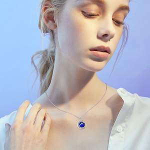 925สร้อยจี้เงินรูปดาวพระจันทร์ไพฑูรย์โลกจักรวาล - Product Image 4