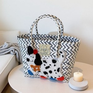 <span class=keywords><strong>Bolso</strong></span> de mano de mimbre con diseño de cachorro de dibujos animados para niños, con asa de bambú, gran capacidad, para exteriores - Product Image 1