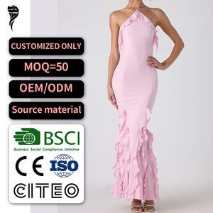 Robe d'été décontractée pour femme, ourlet irrégulier à franges, dos nu, sexy, fendue, club de <span class=keywords><strong>minuit</strong></span>, tricot naturel - Product Image 1