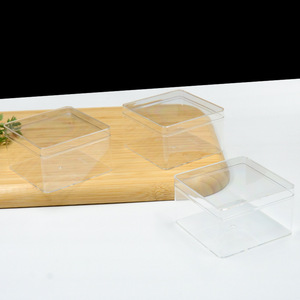 Boîte carrée transparente en plastique PS avec couvercle pour biscuits, bonbons, pâtisseries et emballage de snacks - Product Image 1