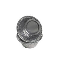 WB Einweg-Aluminiumfolienbehälter aus Zellstoff, 0,05 mm dick, für Muffins, Pudding, Backförmchen, lebensmittelecht, runde Eierkuchenform, silber