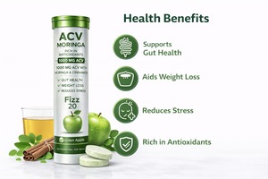 Comprimés effervescents de vinaigre de cidre de pomme OEM 1000mg avec Moringa et cannelle pour la santé intestinale et le soutien du métabolisme, saveur pomme verte - Product Image 3