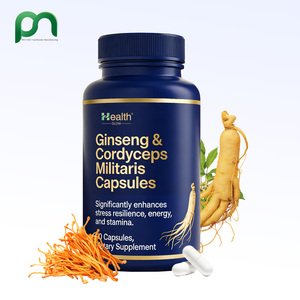 Suplementos Herbales para Hombres, Ginseng, Cordyceps Militaris, Cápsulas Veganas Bajas en Azúcar para Energía Diaria, Refuerzo del Sistema Inmunológico, OEM - Product Image 1