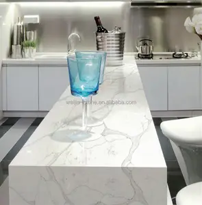 Toptan mermer mutfak tezgahı Calacatta beyaz döşeme ve fayans kuvars taş bina merdivenleri için
