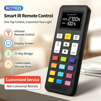Télécommande IR personnalisée OEM RCT7021 avec écran LCD et clavier en silicone à 21 touches, dédiée aux lampes de culture, aux cheminées et aux systèmes CVC