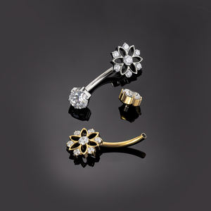 Титановый пирсинг для пупка с внутренней резьбой, в форме подсолнуха, с цирконием, украшение для подарков - Product Image 6