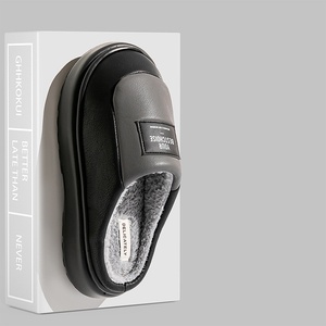 Nouvelles <span class=keywords><strong>pantoufles</strong></span> d'hiver 2025 pour hommes, en PU, grande taille, antidérapantes, chaudes, doublure en fausse fourrure courte, semelle extérieure épaisse en EVA - Product Image 6
