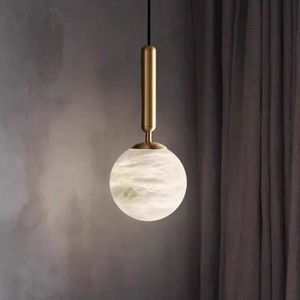Lampe suspendue LED moderne minimaliste en marbre avec télécommande, CRI 90 élevé, lumière chaude pour chambre à coucher, salle à manger, comptoir de bar et bureau - Product Image 6