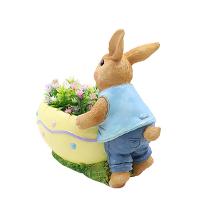 Statue en résine de lapin assis sur un champignon avec un bol en coquille d'œuf, décoration de jardin féerique, décoration de forêt fantaisiste, idéale comme pot de fleurs de bureau - Product Image 4