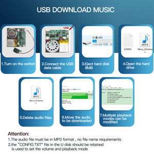 Module sonore PCB enregistrable MP3 8M avec téléchargement USB pour cartes de vœux de Noël/Nouvel An, haut-parleur à piles au lithium - Product Image 6