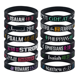 Bracelets en silicone avec citations bibliques inspirantes pour hommes et femmes, croyances religieuses, bracelets en caoutchouc souple, bracelets promotionnels - Product Image 1