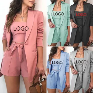 3 Stuks Pak Sets Office Lady Werkkleding Vrouwen Formele Suits Blazer Jas Vest Broek Set