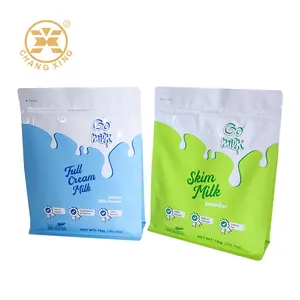 Flexible Custom Printed Flat Bottom Milk Powder Packaging Pouch 1kg Aluminum Foil Barrier Milk Powder Bag With Zipper