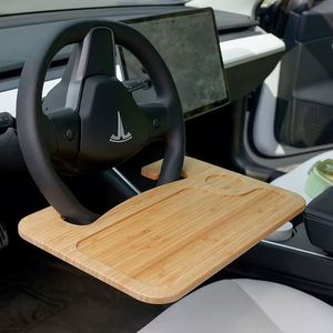 Wholesale Bamboo <b>Car</b> Steering Wheel Laptop Stand Multifunctional Computer Tray Desk Portable <b>Car</b> Dining Tray and Storage Rack - Product Image 1