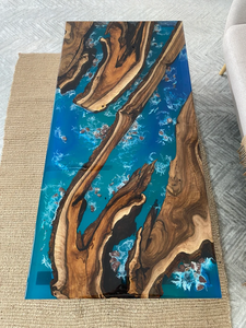 <span class=keywords><strong>Mesa</strong></span> epoxi con vista al río Popular, <span class=keywords><strong>mesa</strong></span> de Río de resina de arte dorado de alta calidad - Product Image 2