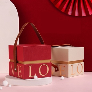 Boîte cadeau en carton sur le thème de la Saint-Valentin rouge, mignonne, pour biscuits, bonbons, cadeaux de fête - Product Image 2