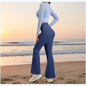 Conjunto de Yoga de 2 Piezas para Primavera/Otoño, Transpirable, Ecológico, de Secado Rápido, con Top Fruncido de Cintura Alta y Leggings Levanta Glúteos para Mujer - Product Image 5