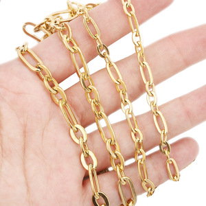 18k Stainless Steel <b>Chain</b> 3:1 Hammered <b>Cross</b> Flattened O-Link Thick Non-Welded Joints For Bracelets Necklaces - Product Image 3