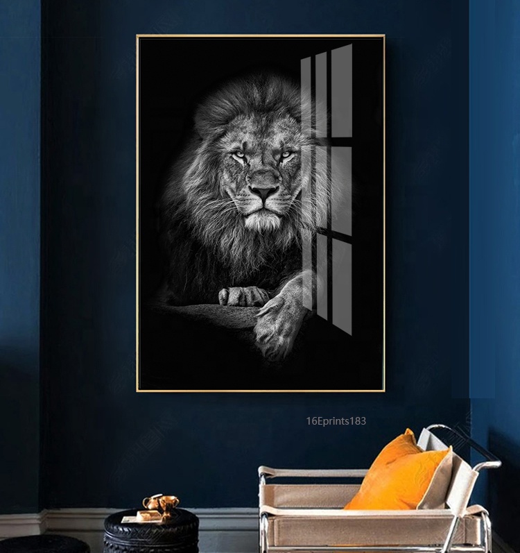 African Animal Wall Art - Black Lions Canvas Paintings