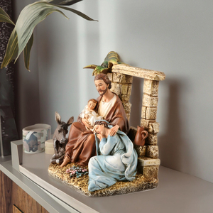 Figura <span class=keywords><strong>de</strong></span> la Sagrada Familia <span class=keywords><strong>de</strong></span> Resina Pintada a Mano <span class=keywords><strong>de</strong></span> 18 cm <span class=keywords><strong>de</strong></span> Alto, Arte Religioso Católico, Estatua Coleccionable, Adorno Navideño, Modelo Yu - Product Image 1