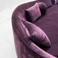 Canapé en tissu VOXHOME French Curved Cloud, rembourrage en mousse haute densité, trois places, canapé sectionnel, mobilier minimaliste pour salon