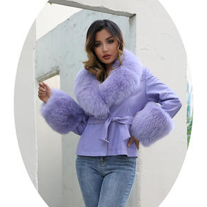 Janefur-Chaqueta Cálida de Piel para Mujer, Abrigo de Piel Verde con Cuello de Zorro Grande y Puño, Gran Oferta, Invierno - Product Image 1