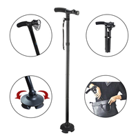 Canne à quatre pieds pour personnes âgées avec deux poignées, pliable en aluminium avec fonction d'assistance pour les personnes âgées, best-seller